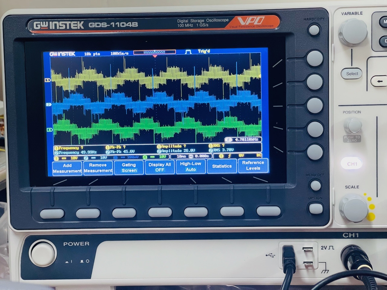 Three Phase Inverter Live Waveforms for Motor Drive Application